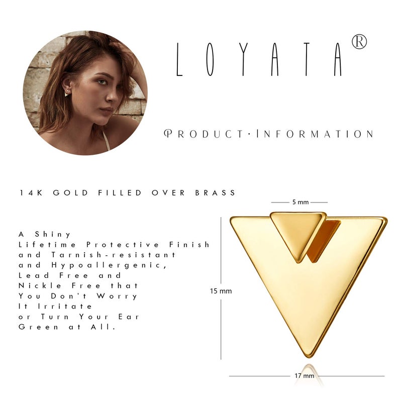 LOYATA Triangle Earrings Gold Ear Jacket Stud 14K Gold Plated Dainty Small Simple Hypoallergenic Geometric Jewelry Gift for Women - Image 5